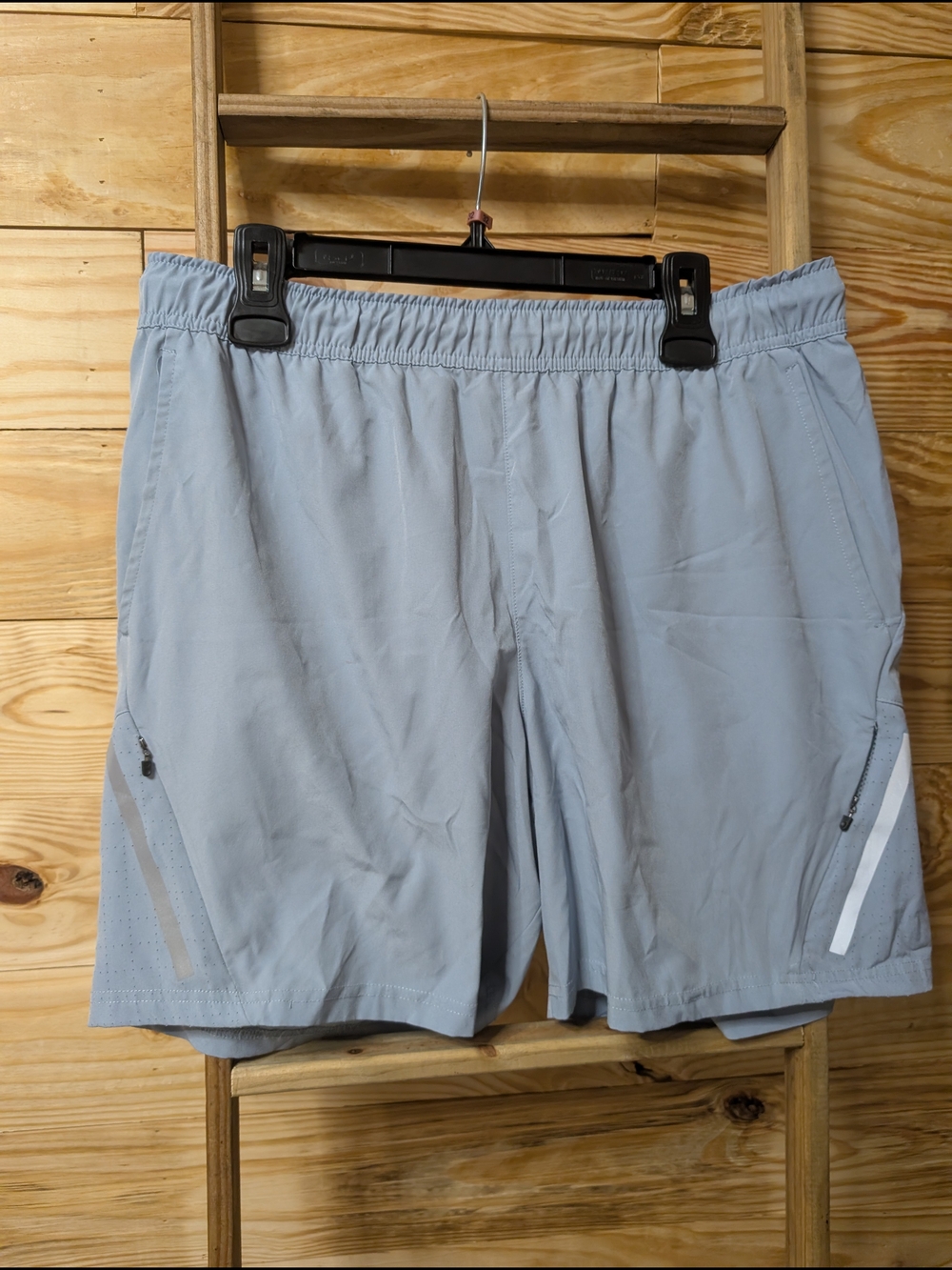 Motion Light Gray Athletic Shorts with Reflective Trim